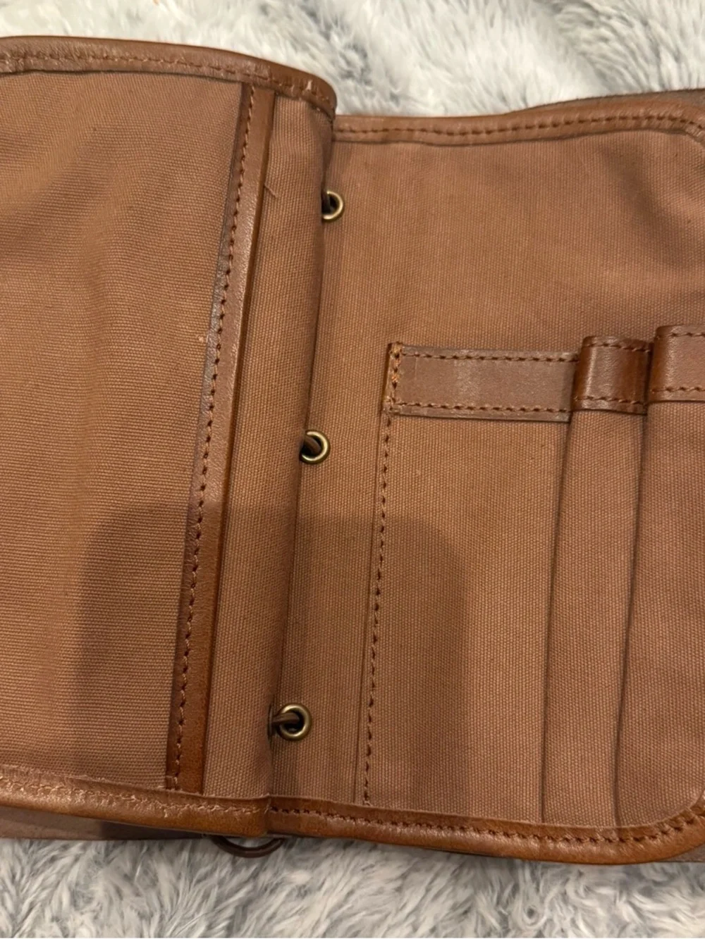QVC Brown Leather Travel Folio with Embossed Compass - Picture 5 of 6